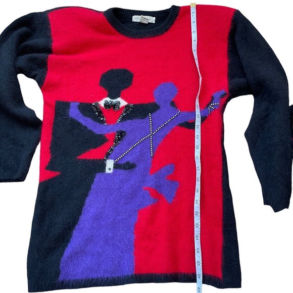Semplice Sweater Tango Dancing Sequins Angora Lambswool wearable Art Vintage P - Picture 9 of 12